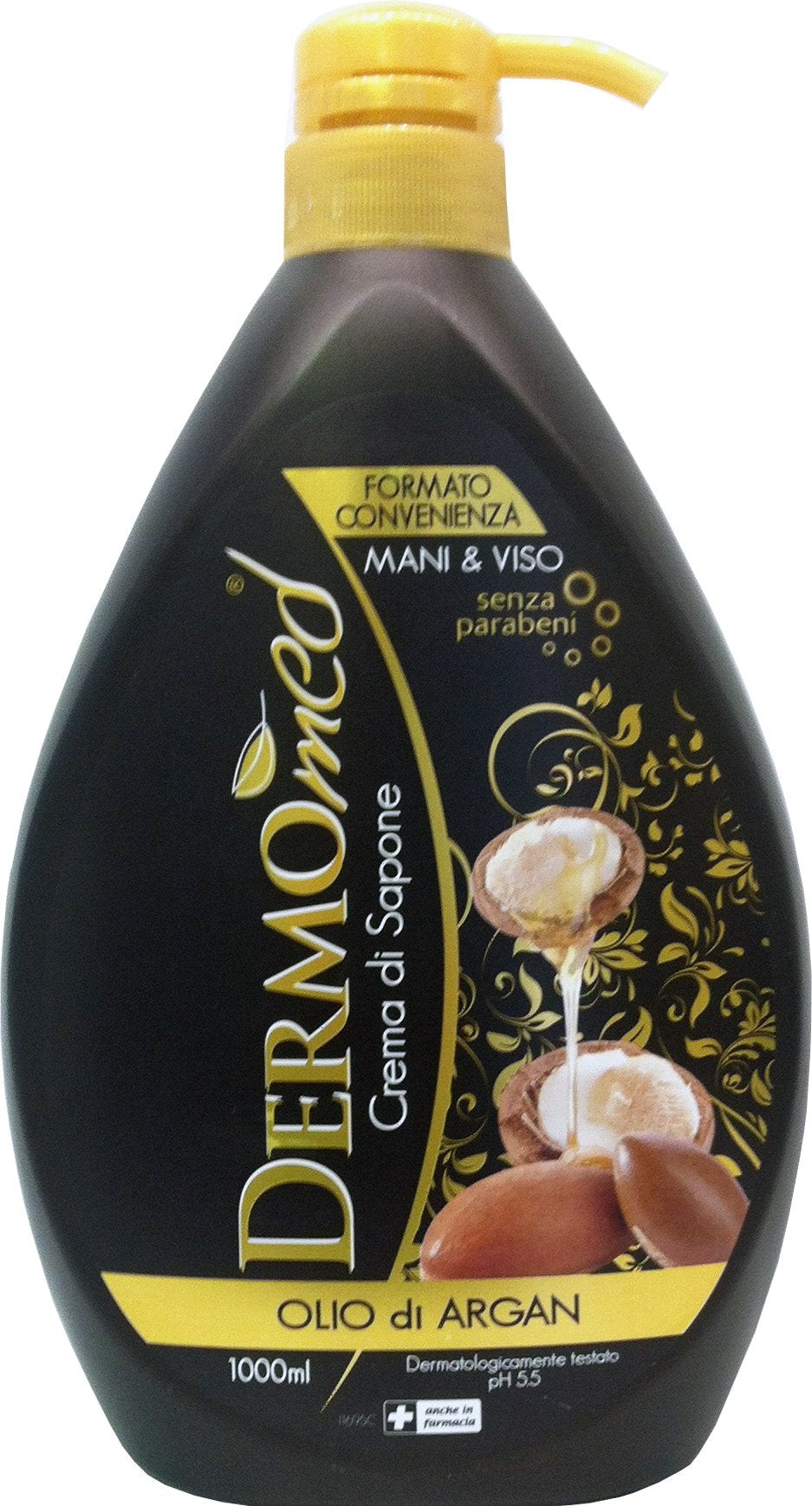 6 x DERMOMED Crema Di Sapone Mani&Viso Olio Di Argan Disp.1000Ml