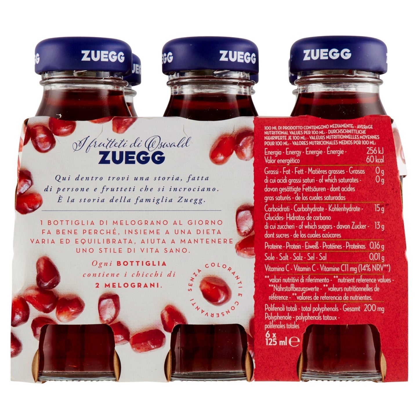 Zuegg - Succo Melograno - 4 confezioni da 6 pezzi da 125 ml [24 pezzi, 3 l]