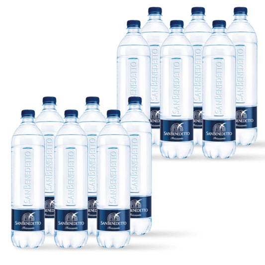 Acqua San Benedetto Tower Frizzante 1l | Acqua Minerale Frizzante Tower Icon Fonte Benedicta | Confezione da 12 Bottiglie di PET da 1000ml
