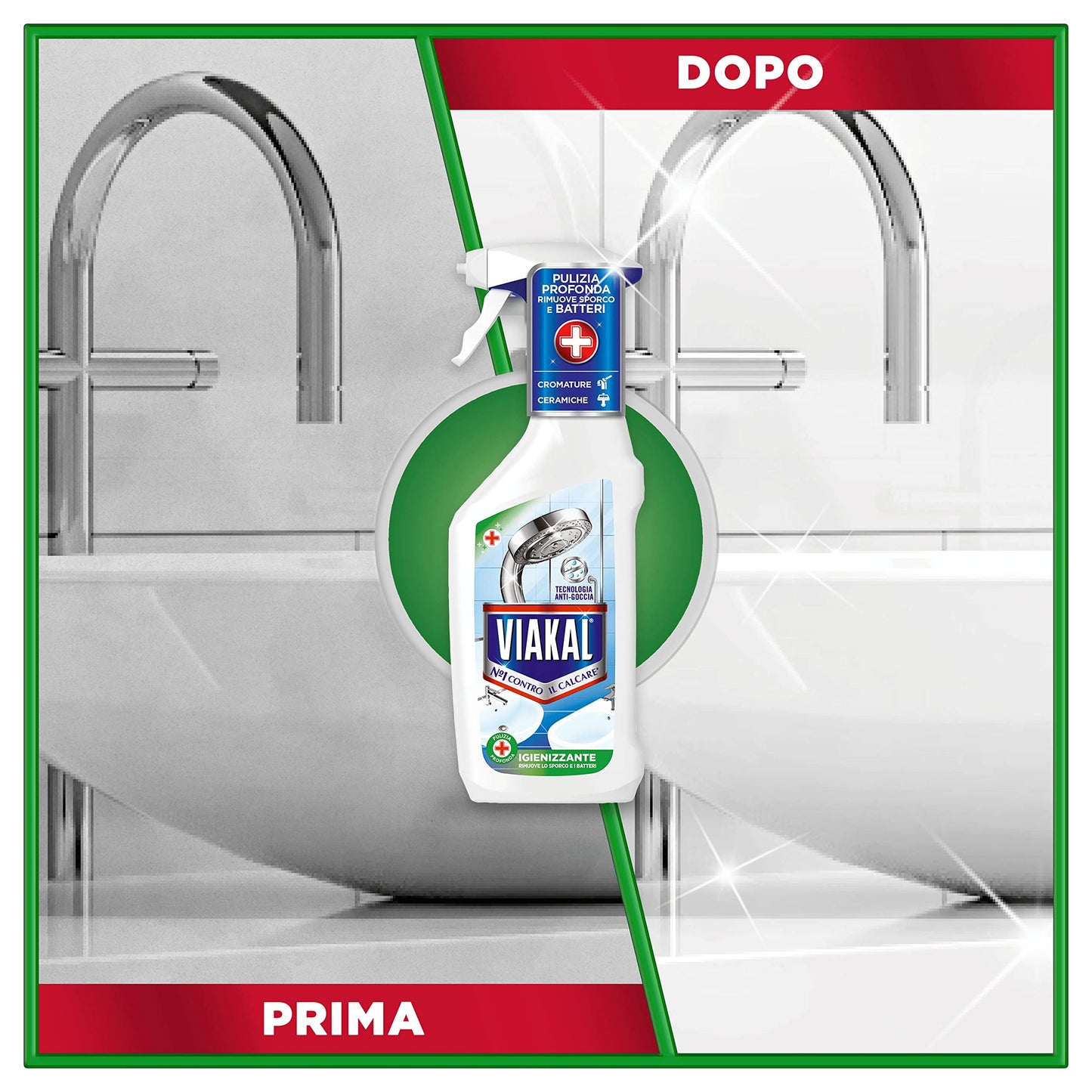 Viakal Anticalcare Detersivo Spray Bagno Fresco Profumo, con Tecnologia Anti-goccia, per un Bagno Pulito e Profumato, 100% di Plastica Riciclata, 2 x 670 ml