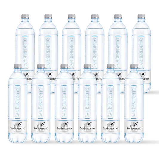 Acqua San Benedetto Tower Naturale 1l | Acqua Minerale Naturale Tower Icon Fonte Benedicta | Confezione da 12 Bottiglie di PET da 1000ml