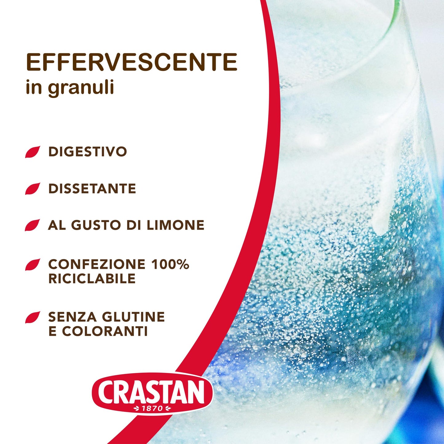 Crastan Preparato granulare per bevanda effervescente, con succo Limone - 12 vasetti da 250g [tot. 3kg]