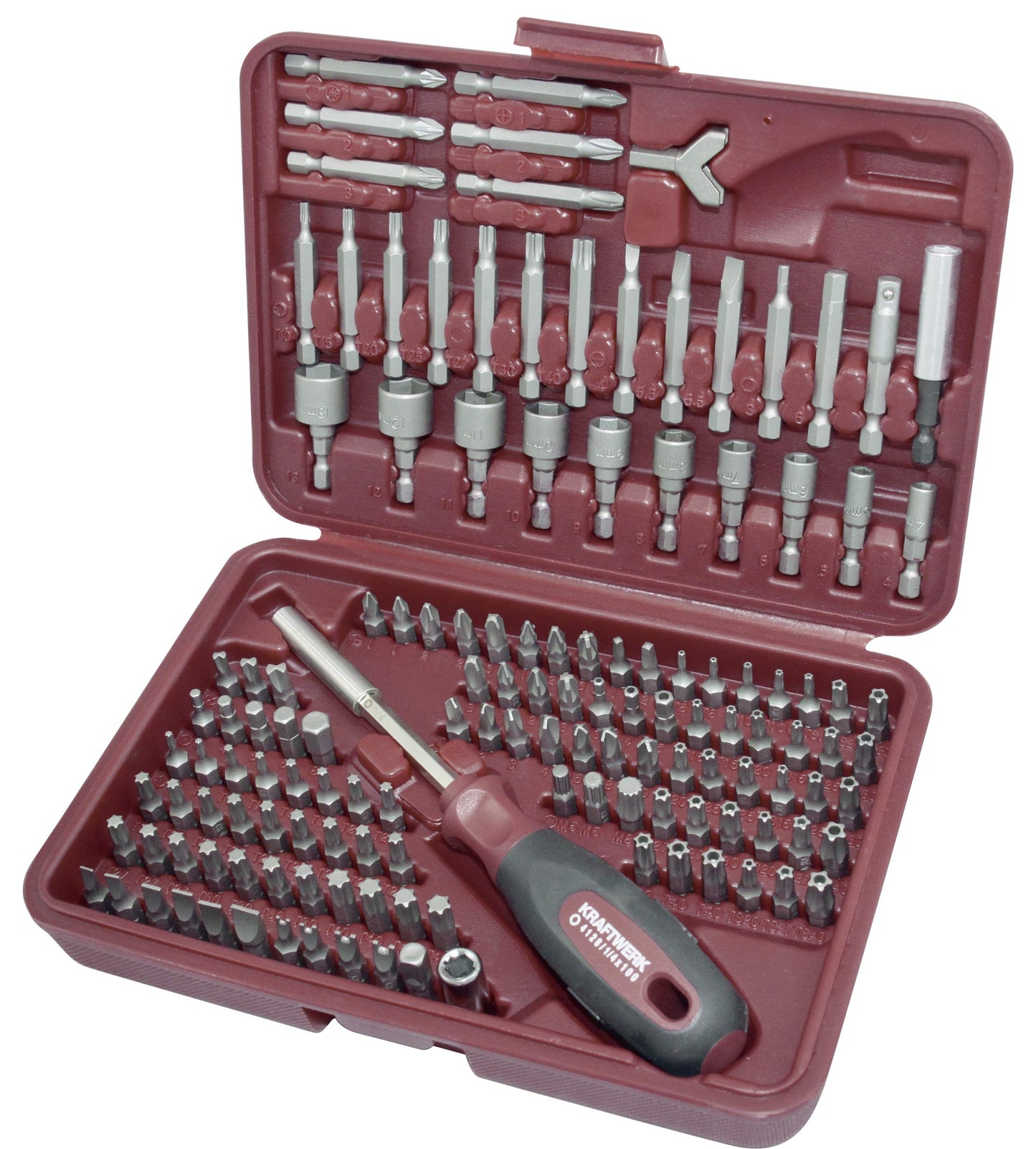 KRAFTWERK Set di punte da 138 pezzi, con cacciavite, set di punte professionali, anche per avvitatore a batteria, con chiavi a bussola, cassetta per punte robusta, articolo n. 2778