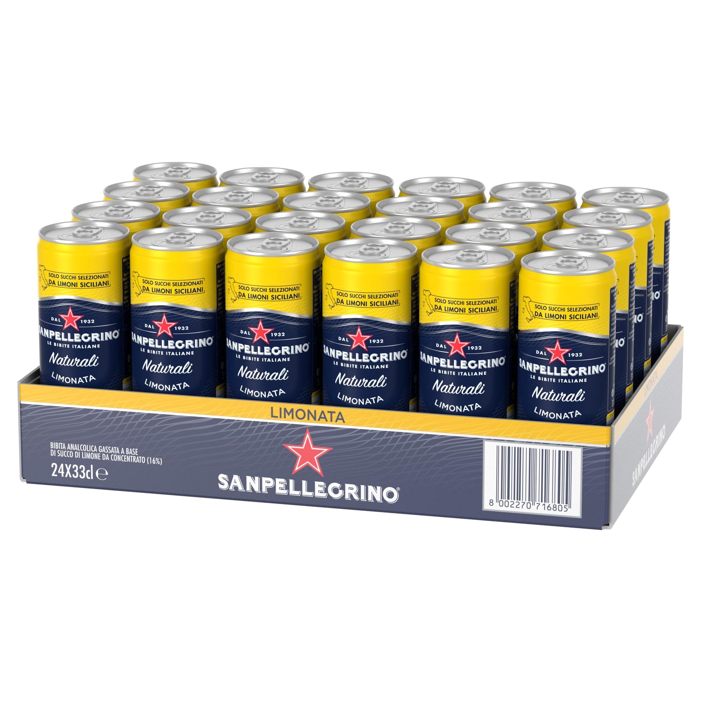 BIBITE SANPELLEGRINO, Limonata, Bevanda Gassata Analcolica - 24 lattine da 330ml