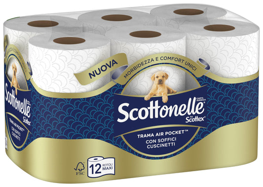 Scottonelle Carta Igienica Soffice e Trapuntata, Confezione da 12 Rotoli