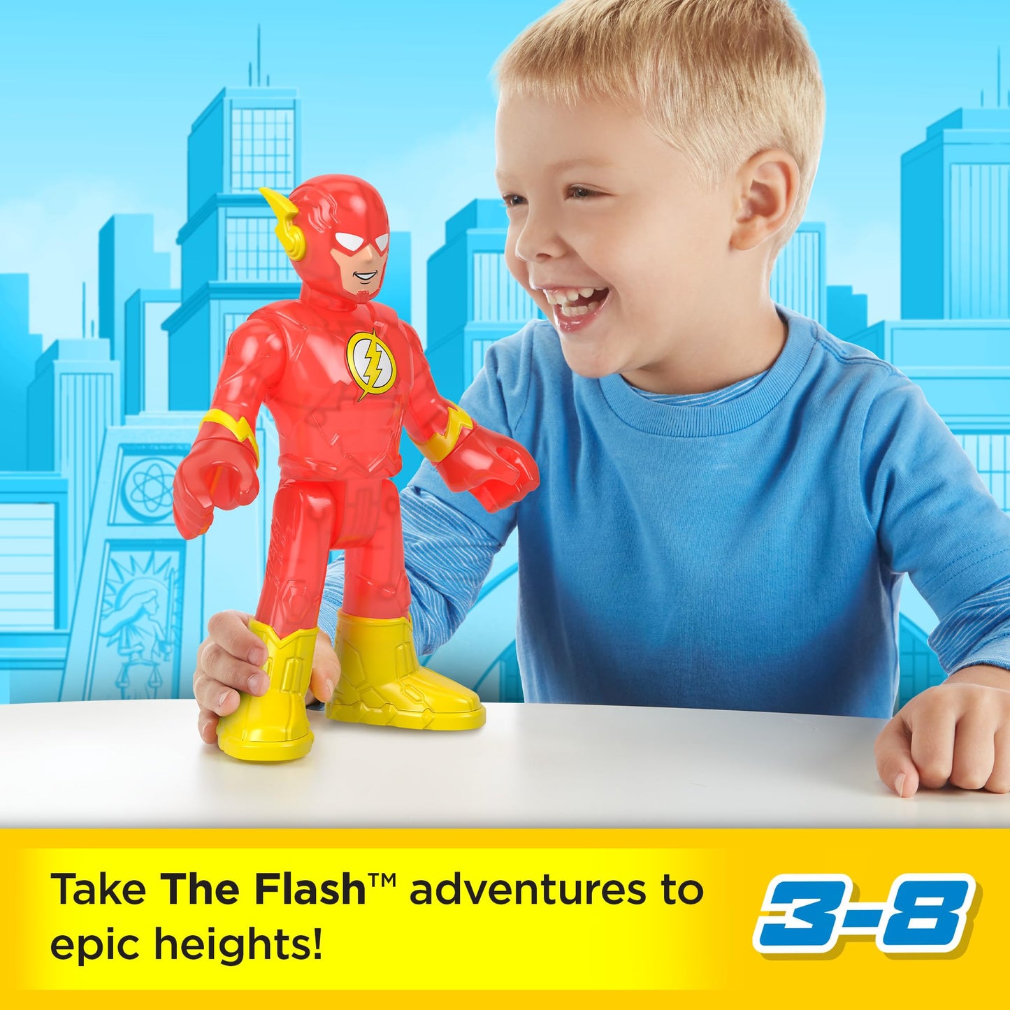 Fisher-Price Imaginext DC Super Friends The Flash XL Toy Figura snodata 25,4 cm per bambini in età prescolare dai 3 anni in su