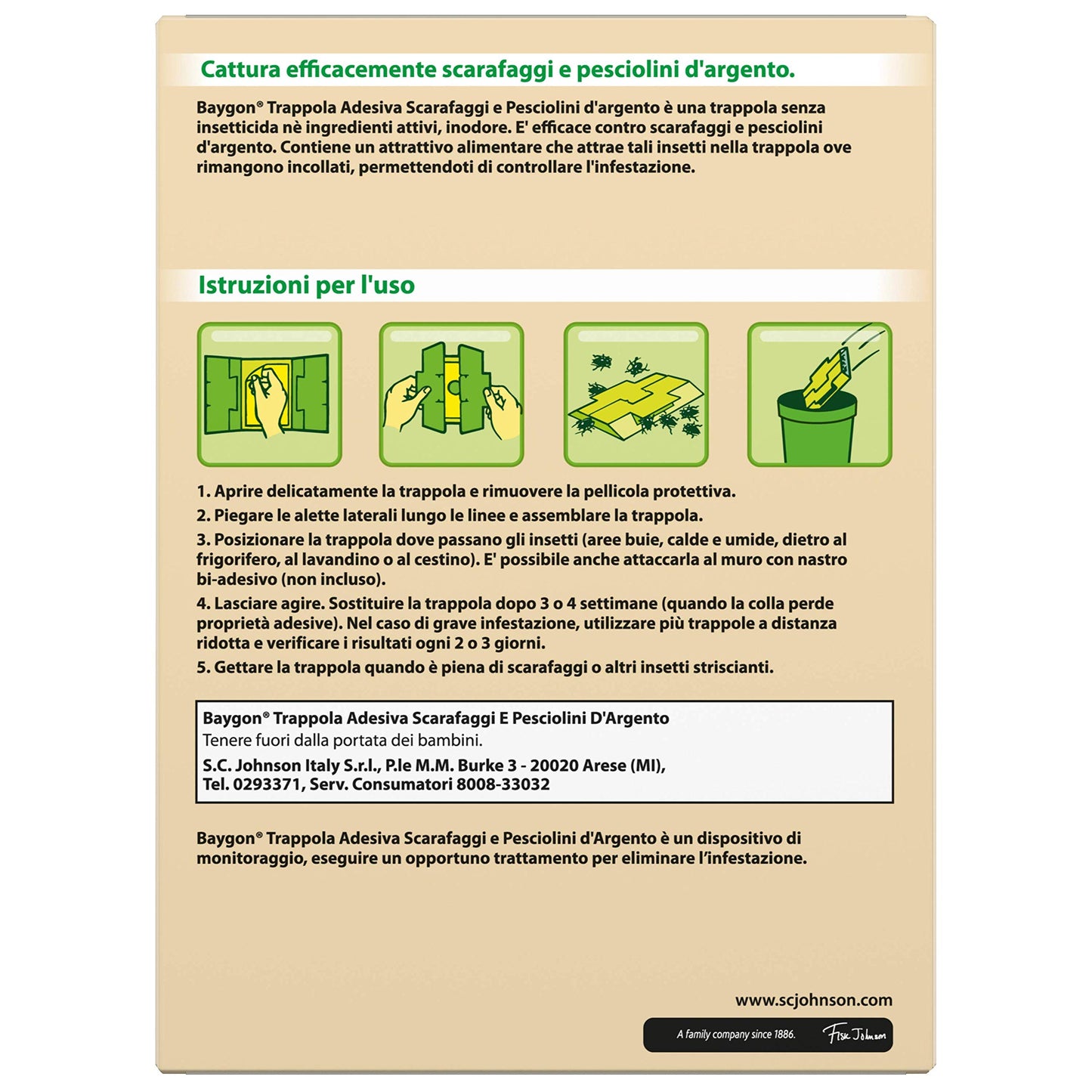 Baygon Trappola Adesiva Scarafaggi Protezione Cucina, 2 x 62.5g