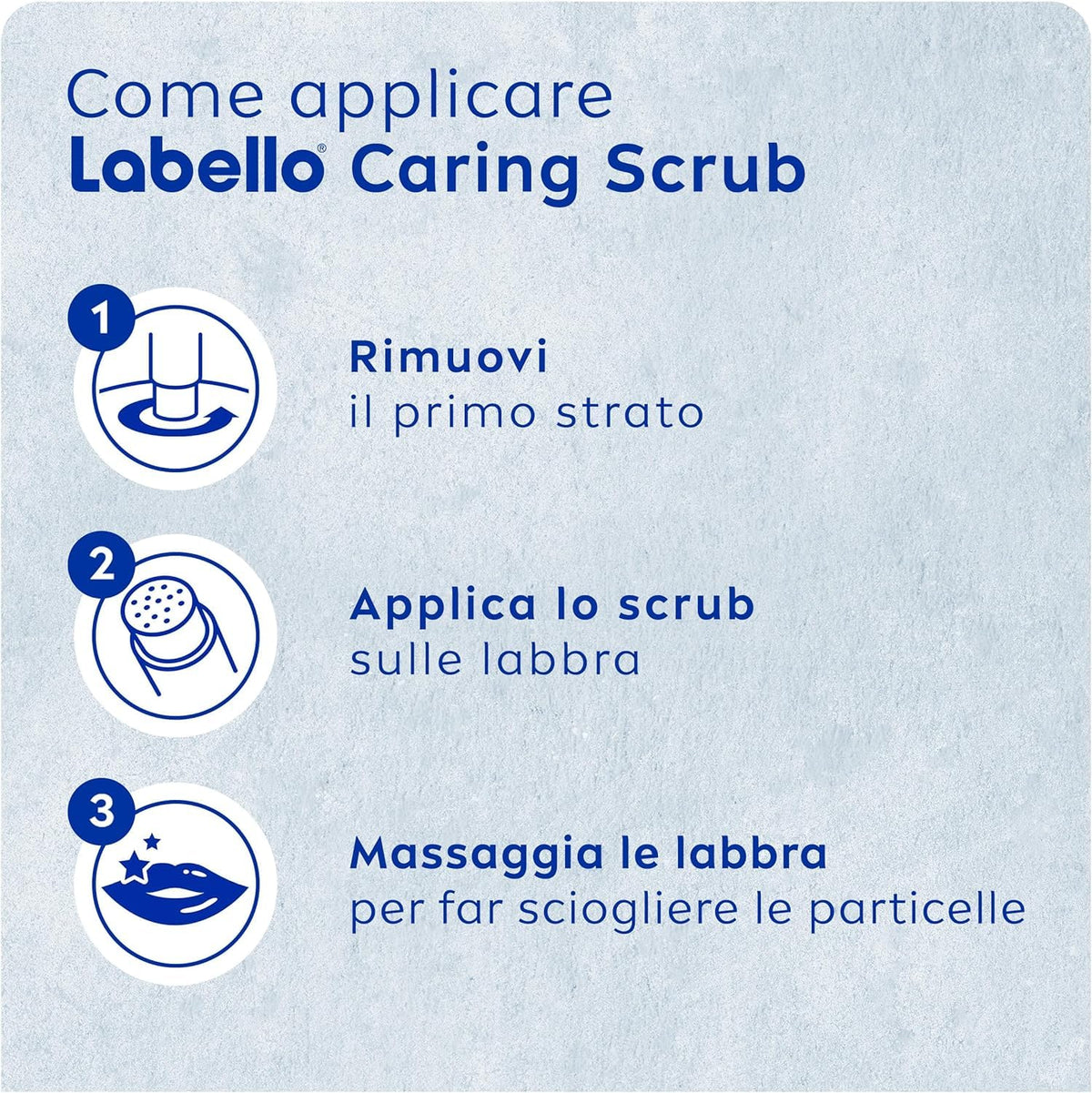 Labello Scrub Idratante Aloe Vera 4.8 g, Scrub Labbra con particelle esfolianti, aloe vera bio e vitamina E, Scrub labbra esfoliante senza oli minerali e microplastiche