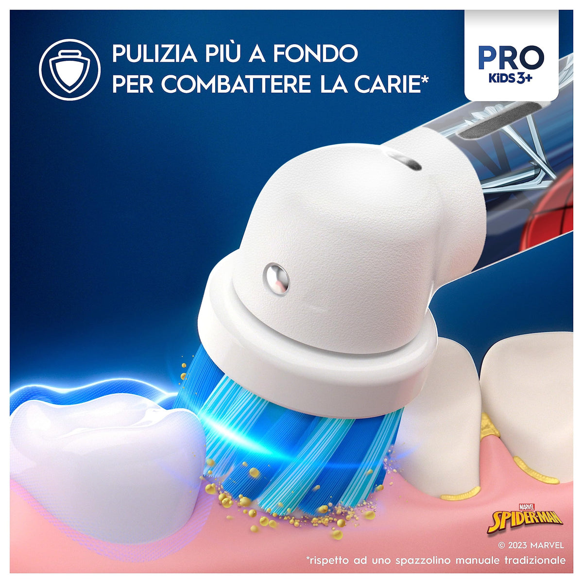 Oral-B Spazzolino Elettrico Ricaricabile Pro Kids Marvel Spiderman, 1 Testina, per Bambini da 3 Anni in Su, 1 Spazzolino