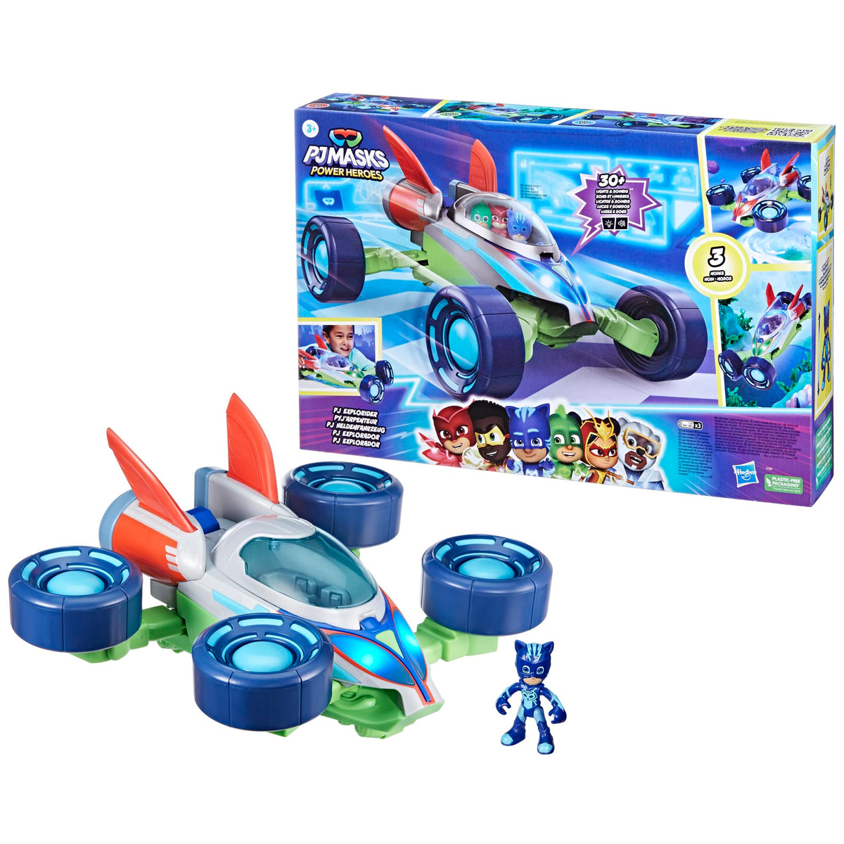 PJ Masks: Eroi Super Power, PJ Explo-mobile, veicolo convertibile con 3 modalità, luci e suoni, giocattoli dei Superpigiamini