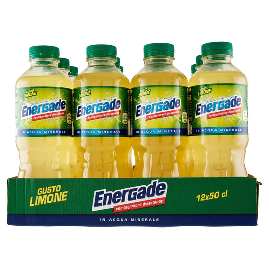 Energade, Bevanda Reintegrante 12x0,5L, Gusto Limone, Con Sali Minerali, Perfetta Per L'Attività Fisica, Formato On-the-Go per Idratazione Post-Sportiva