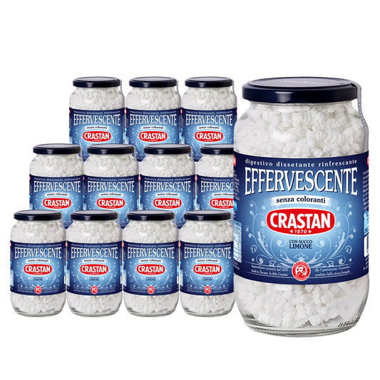 Crastan Preparato granulare per bevanda effervescente, con succo Limone - 12 vasetti da 250g [tot. 3kg]