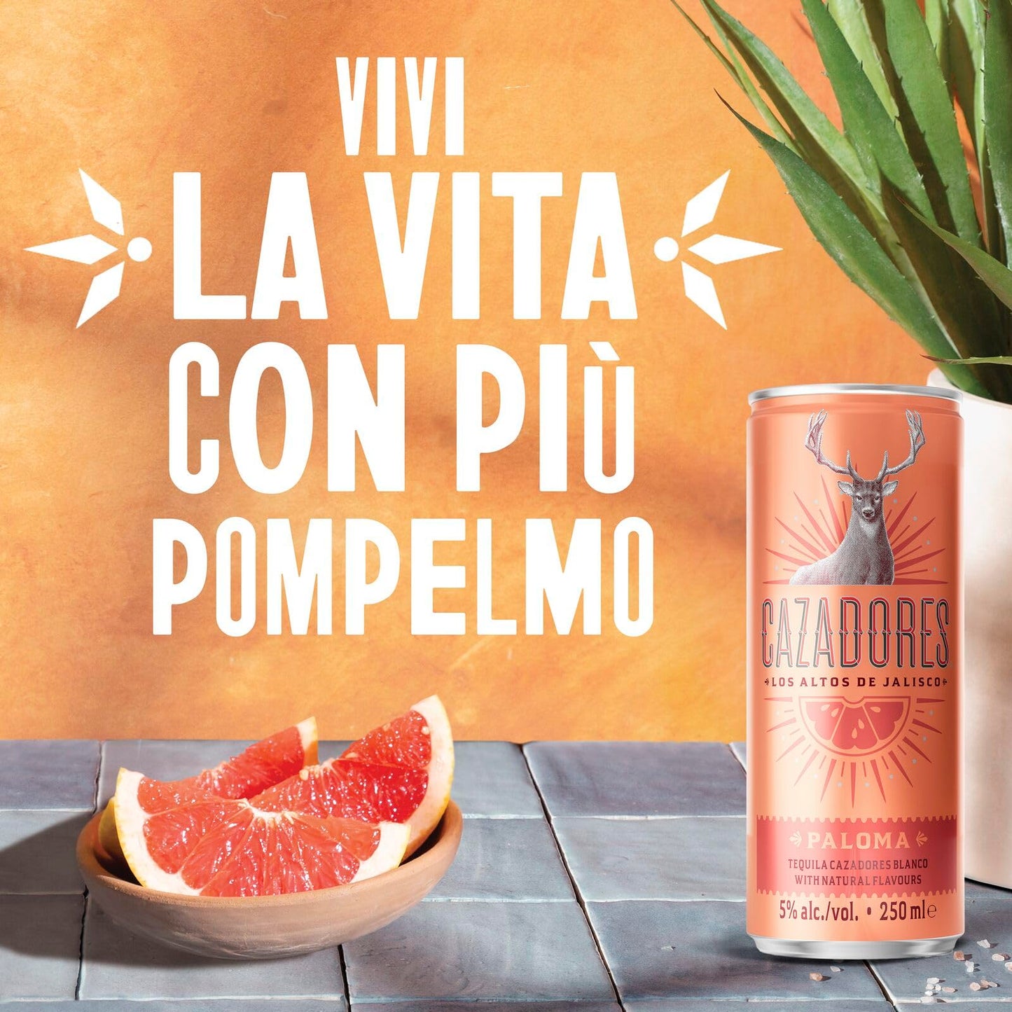Cocktail Paloma CAZADORES pronto da bere, senza glutine e con aromi naturali, 5% ABV, 12 x 25cl / 250ml