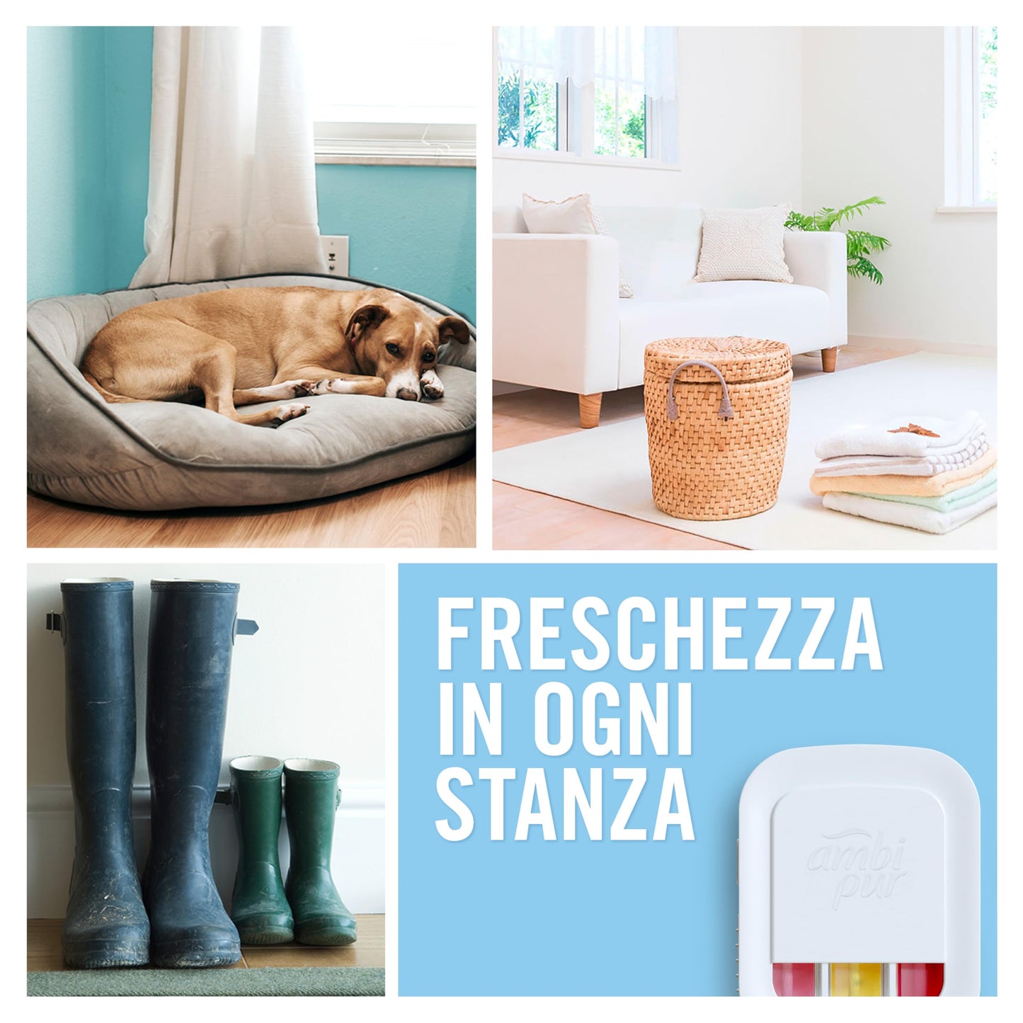Ambi Pur 3Volution Profumatore per Ambienti, 1 Diffusore Elettrico e 1 Ricarica, Fragranza Lenor Risveglio Primaverile, Teconologia Elimina Odori, Fino a 90 Giorni di Profumo per Ricarica