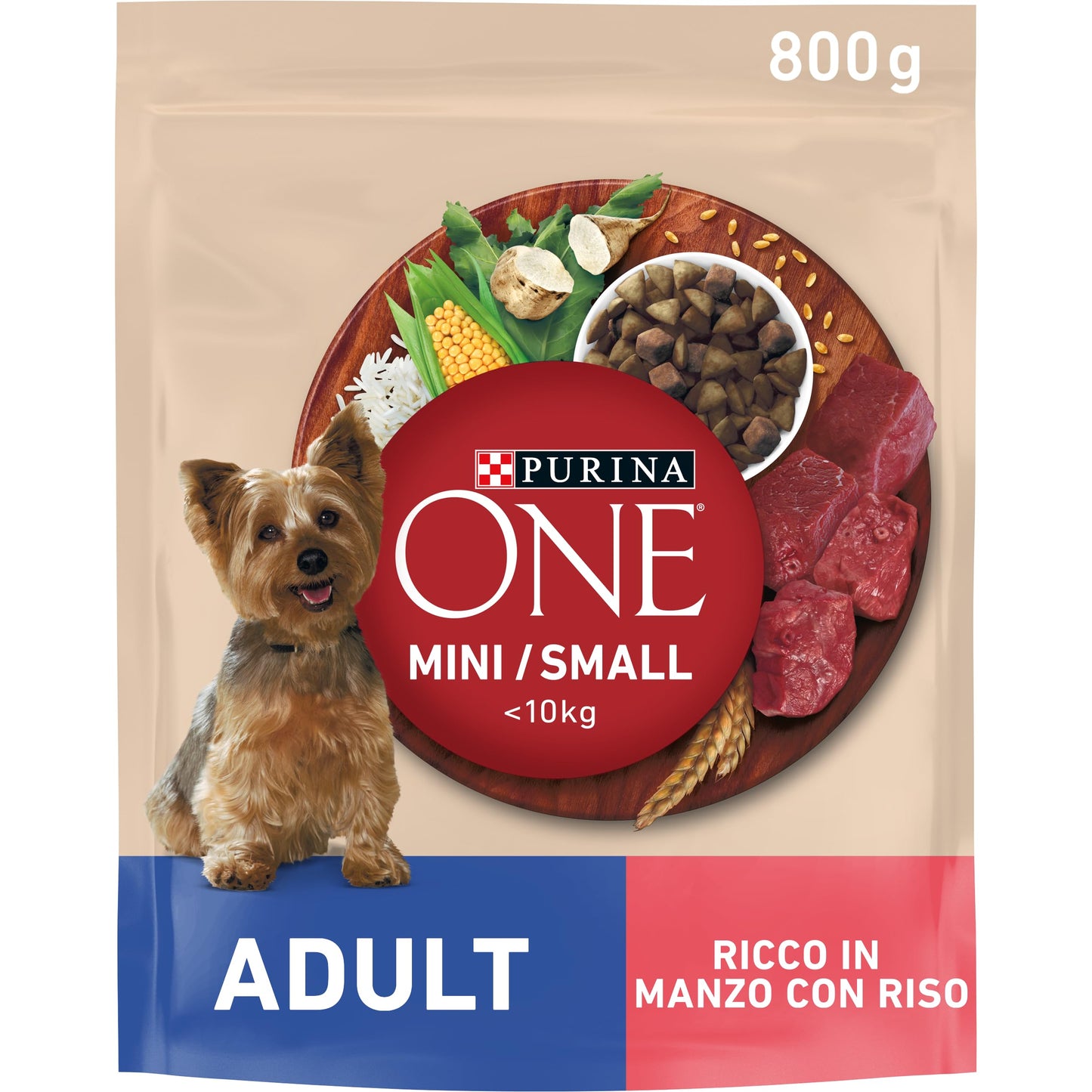 Purina One Mini <10kg Adult Crocchette Cani con Manzo e Riso 800 g