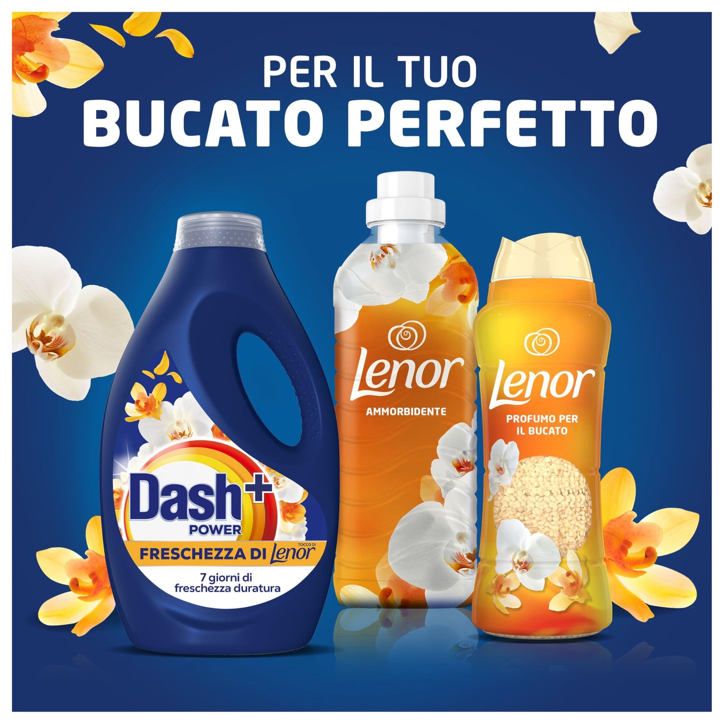Dash Power Detersivo Liquido Lavatrice, 50 Lavaggi, Freschezza Di Lenor, Oro e Fiori di Vaniglia, Freschezza che dura 7 Giorni, Pulizia Impeccabile, 2250 ml