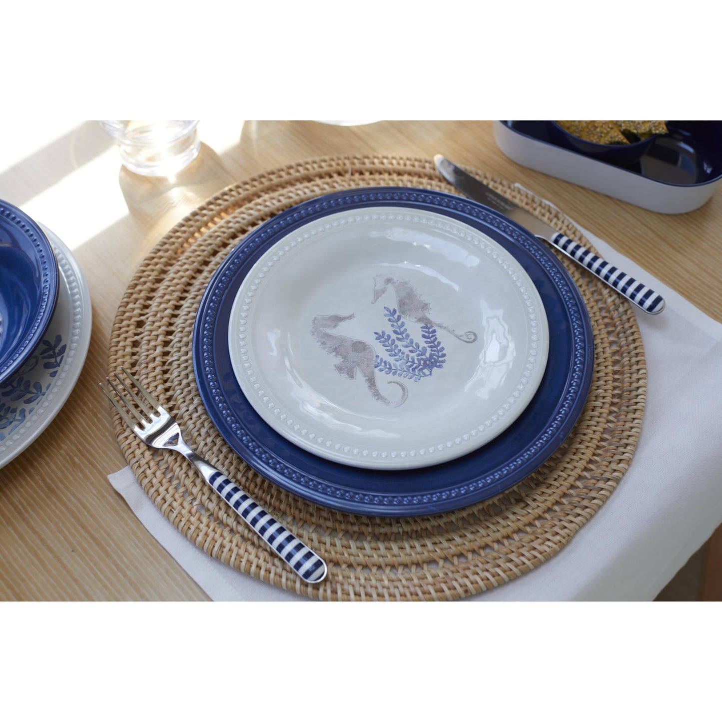Overstock Blue Melamine Harmony Collection - Set di 6 piatti piani