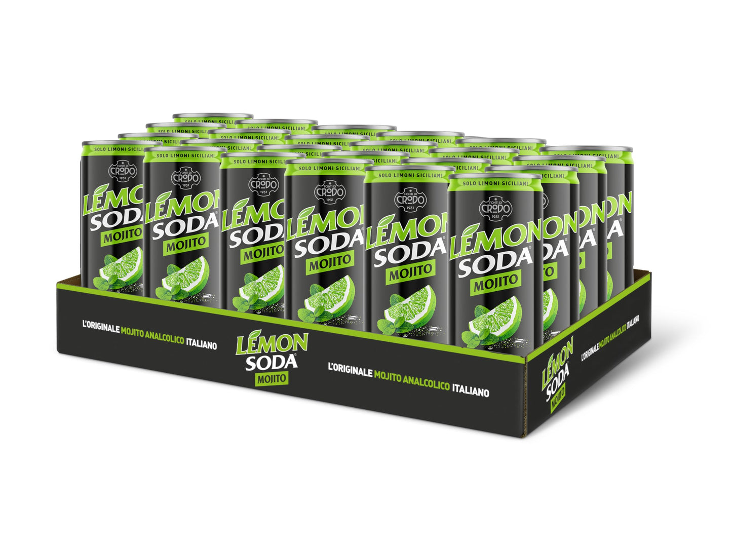 Lemonsoda | Mojito Soda, 24 Lattine da 33 cl, L'Originale Mojito Analcolico Italiano, Gusto di Menta Fresca e Lime