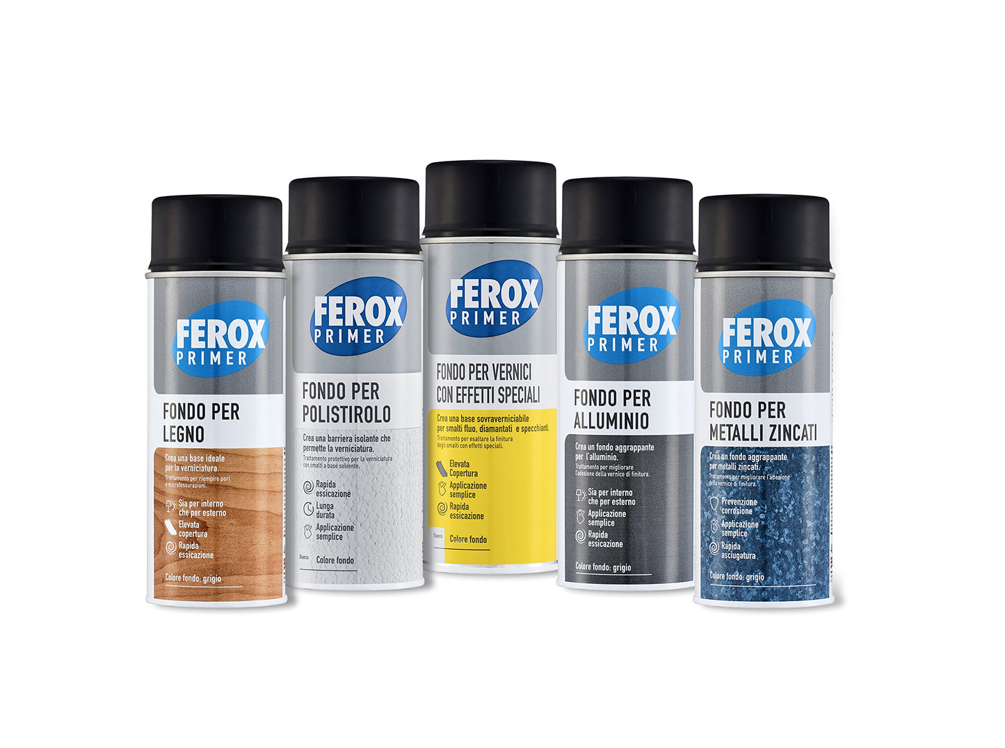 FEROX Fondo per Metalli Zincati 400 ml, aggrappante per verniciatura, colore Grigio, Primer superfici interno/esterno, rapida essicazione, lunga durata
