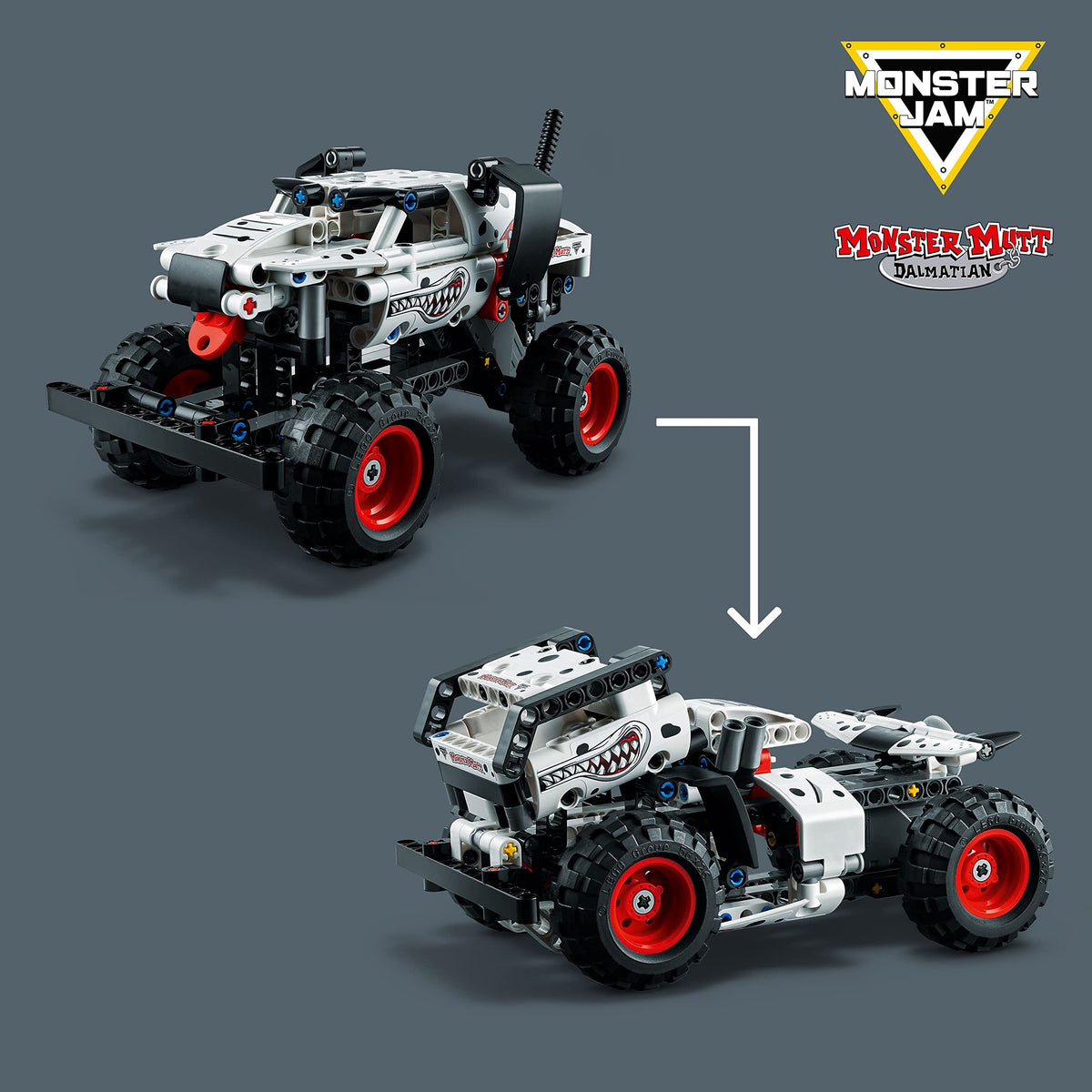 LEGO Technic Monster Jam Monster Mutt Dalmata 42150, Camion Giocattolo per Bambini, Ragazzi e Ragazze dai 7 Anni in su, 2 in 1 Pull Back Racing Toys, Idea Regalo di Compleanno, Multicolor