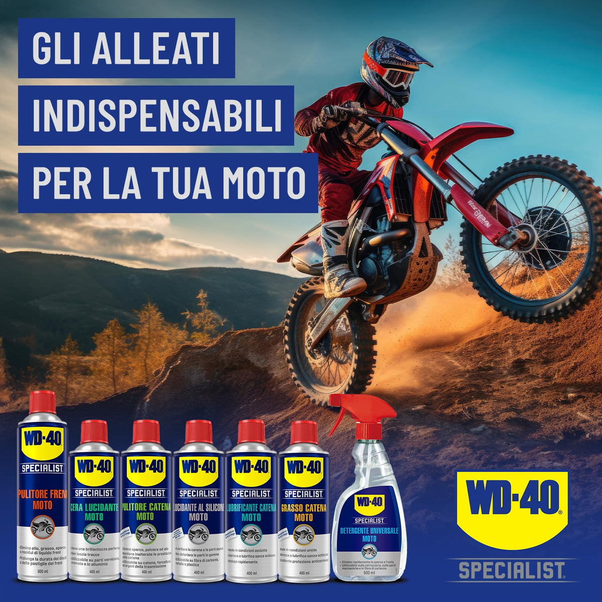 WD-40 - Specialist - Detergente Universale Moto - Pronto all’uso - Adatto per fibra di carbonio, titanio, alluminio, acciaio, gomma, plastica