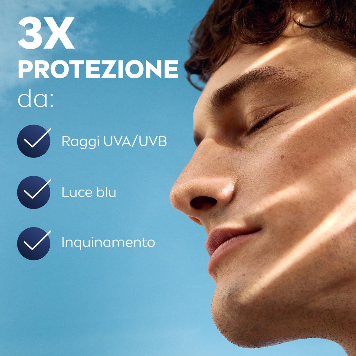 NIVEA MEN Sensitive Crema Idratante Viso Uomo Protezione Quotidiana SPF 30 50 ml, Crema viso uomo per pelli sensibili con Complesso VitaminPRO, Protegge da raggi UVA/UVB, luce blu e inquinamento
