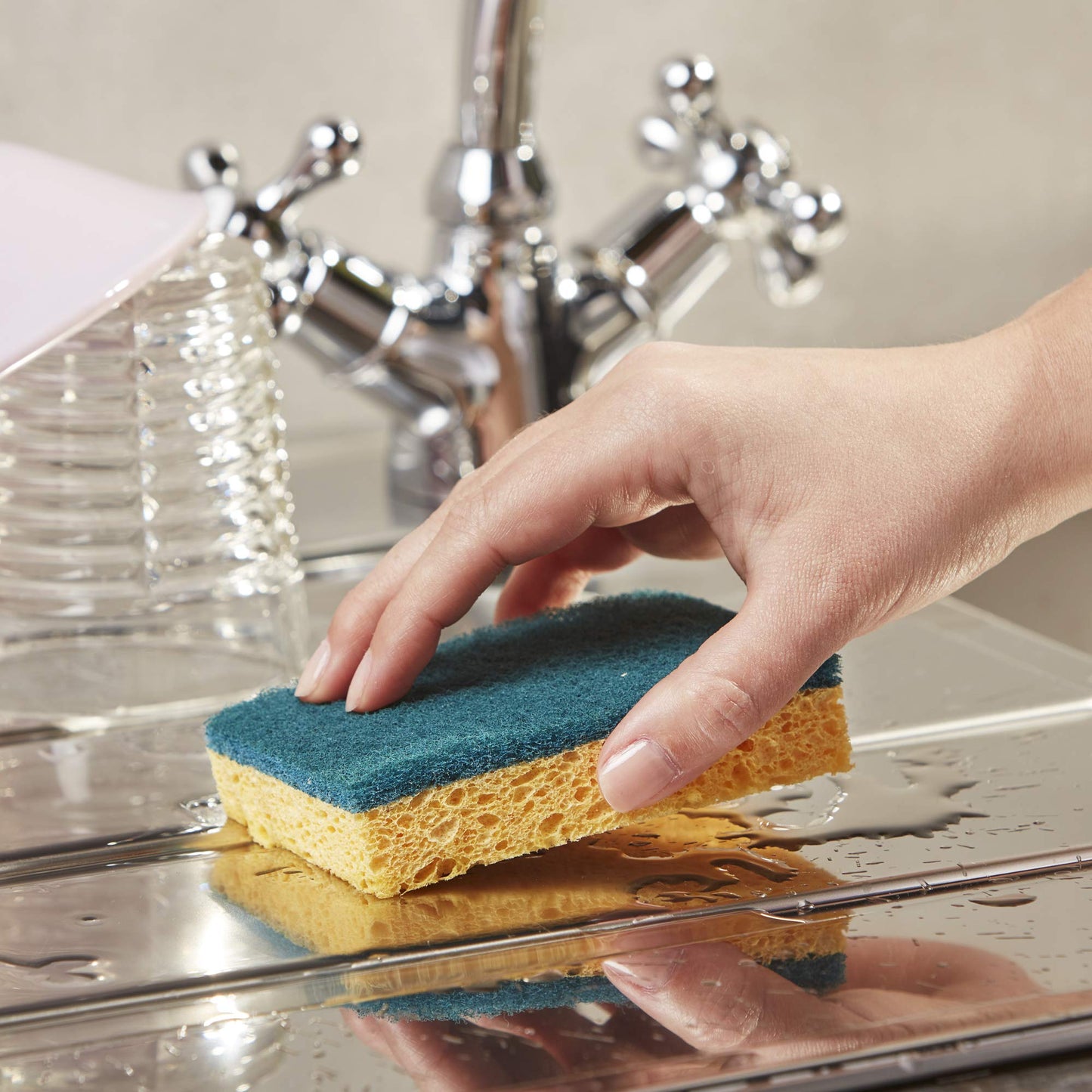 SPONTEX - Grattaspugna Stop-Grasso + - 4 spugne raschianti verdi protezione antigrasso