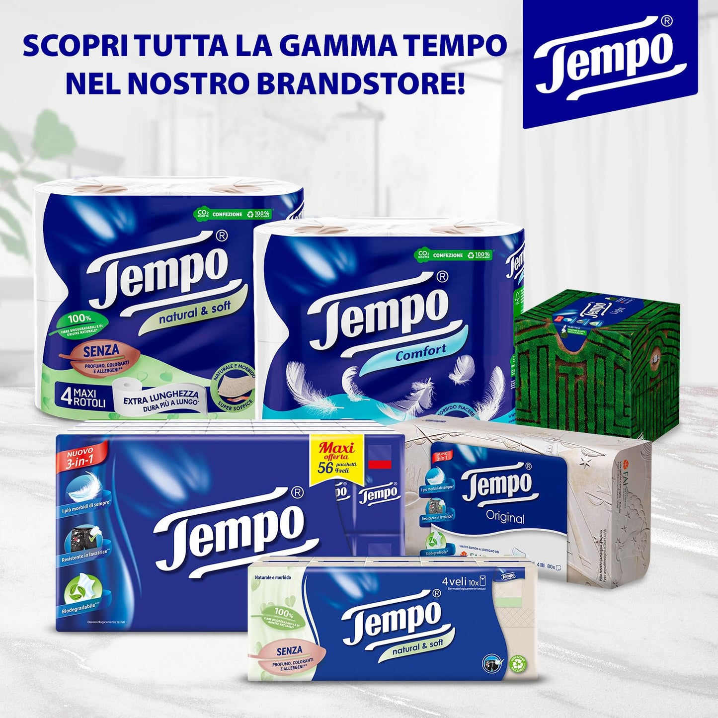 Tempo Carta Igienica Comfort, Morbida E Resistente - 48 Maxi Rotoli