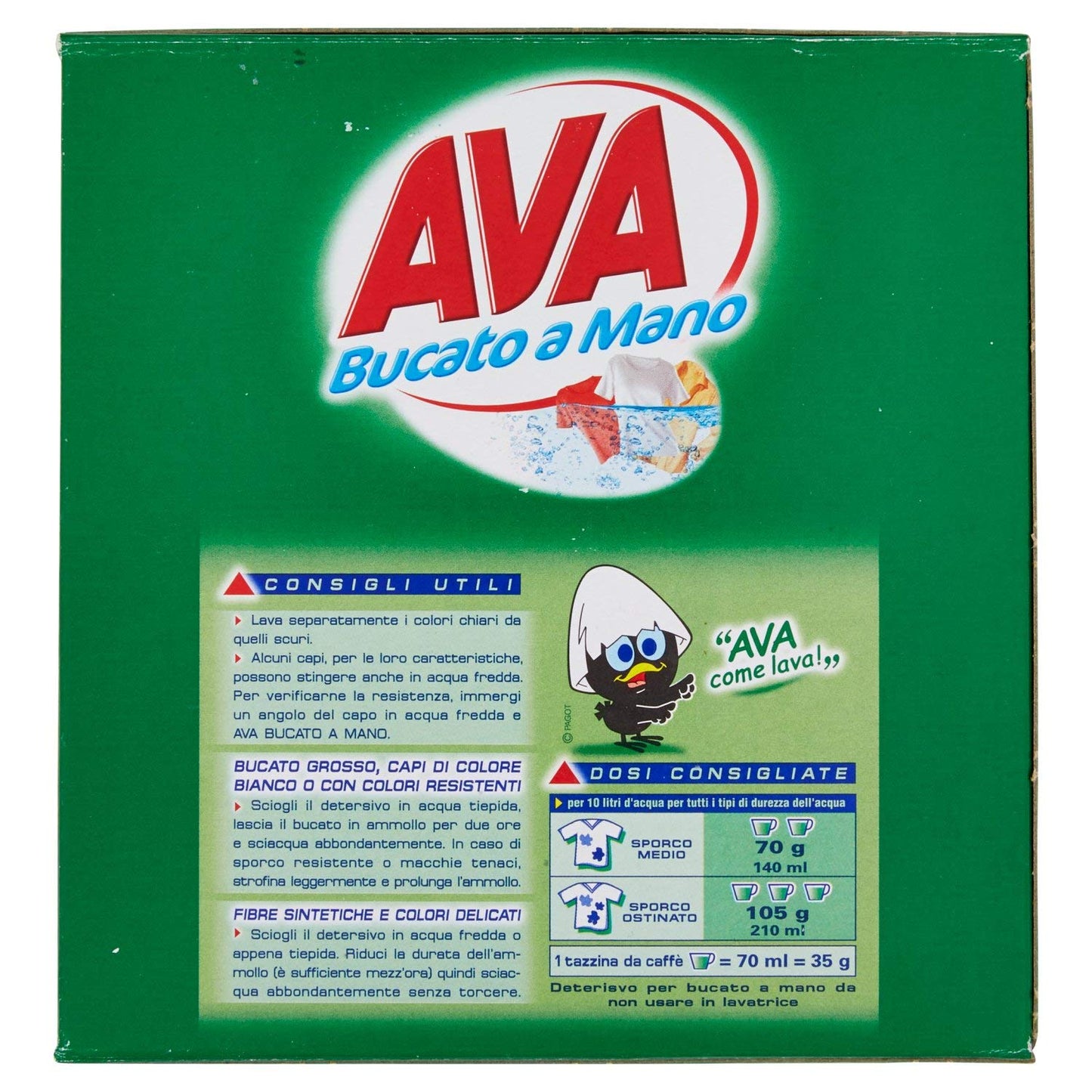 AVA Bucato a mano polvere - 6 pezzi da 380 g [2280 g]