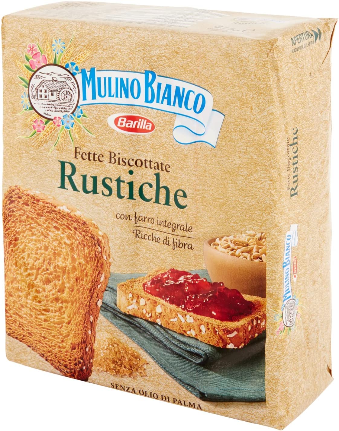 6 x Mulino Bianco Fette biscottate Le rustiche 315g con farro cipolla rosso