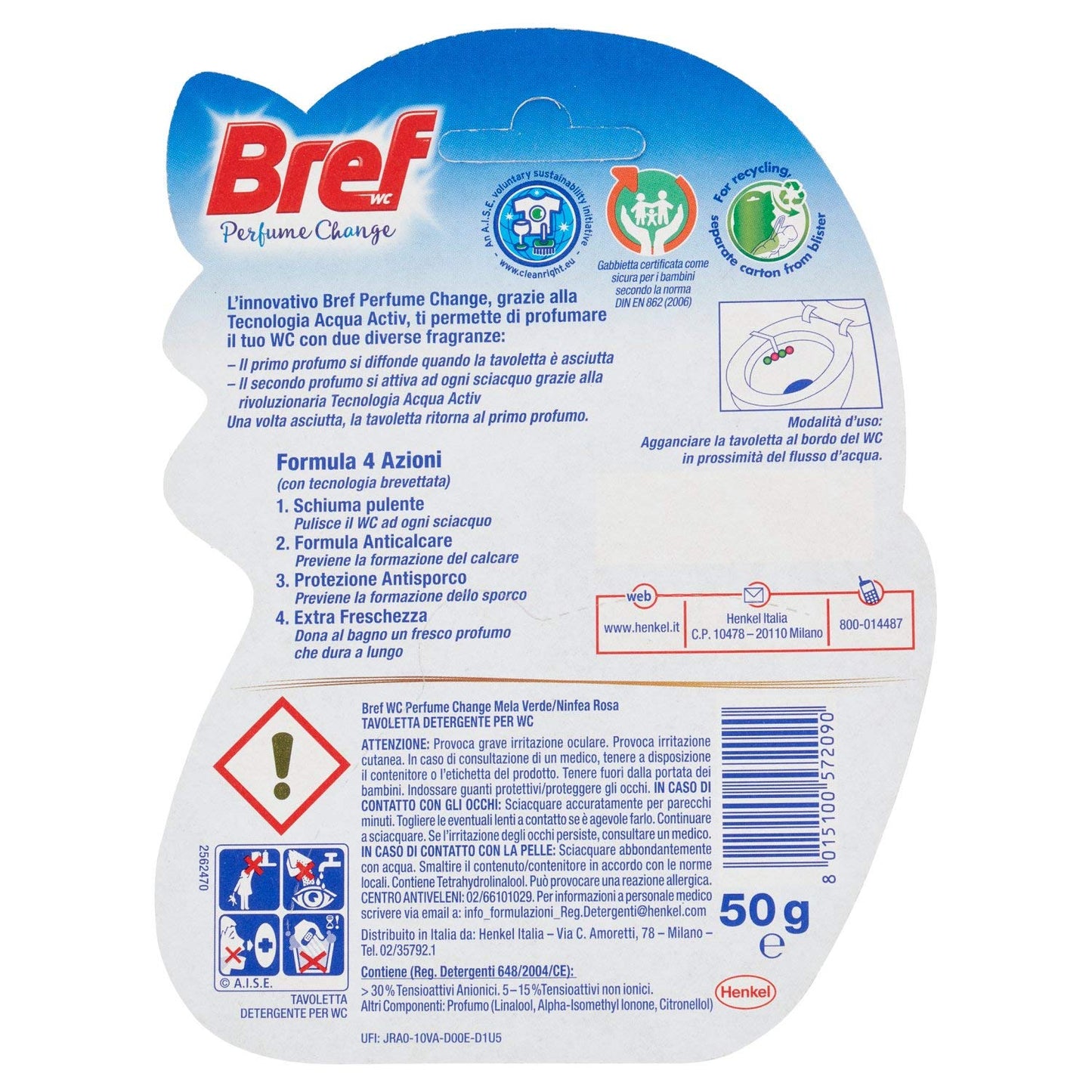 Bref Tavoletta Wc Perfume Formula 4 Azioni, 50g