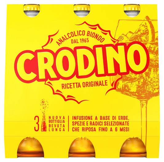 Crodino Biondo - Aperitivo Analcolico Pronto da Bere, 3 Bottigliette da 17,5 cl
