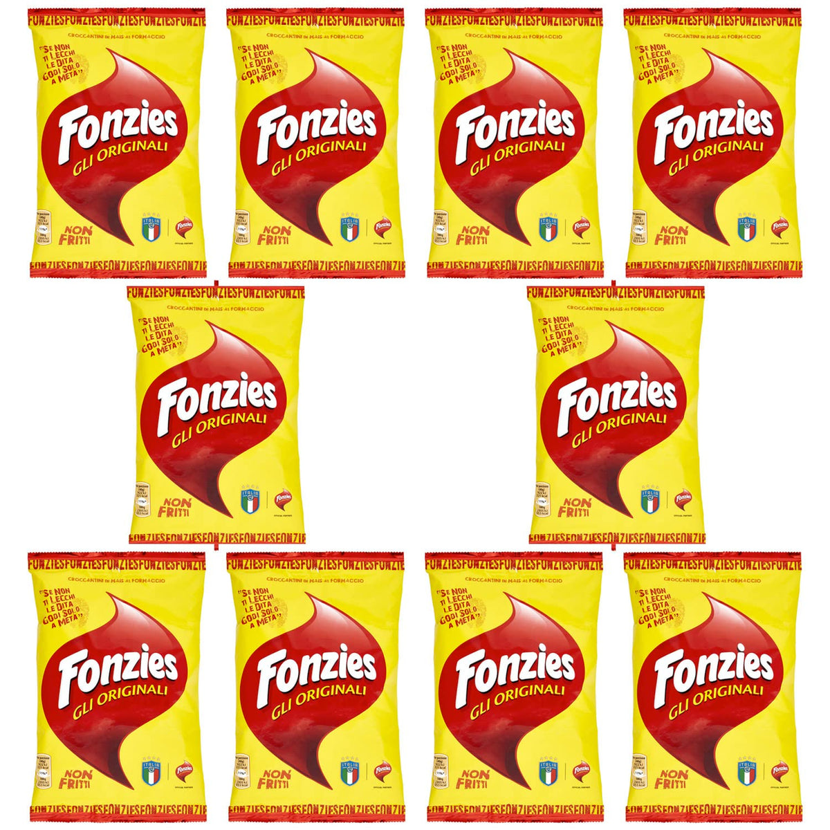 Fonzies Gli Originali - Snack di mais al gusto di formaggio, 40 g, confezione da 10