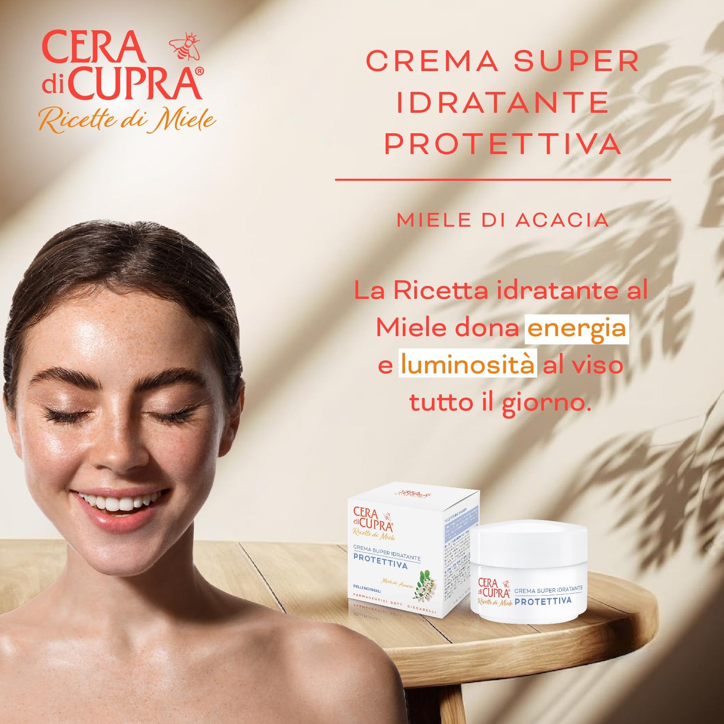 Cera di Cupra, Crema Super Idratante Protettiva, Dona Energia e Luminosità al Viso, Rende la Pelle più Elastica, Made in Italy, Dermatologicamente Testata, Vasetto da 50 ml