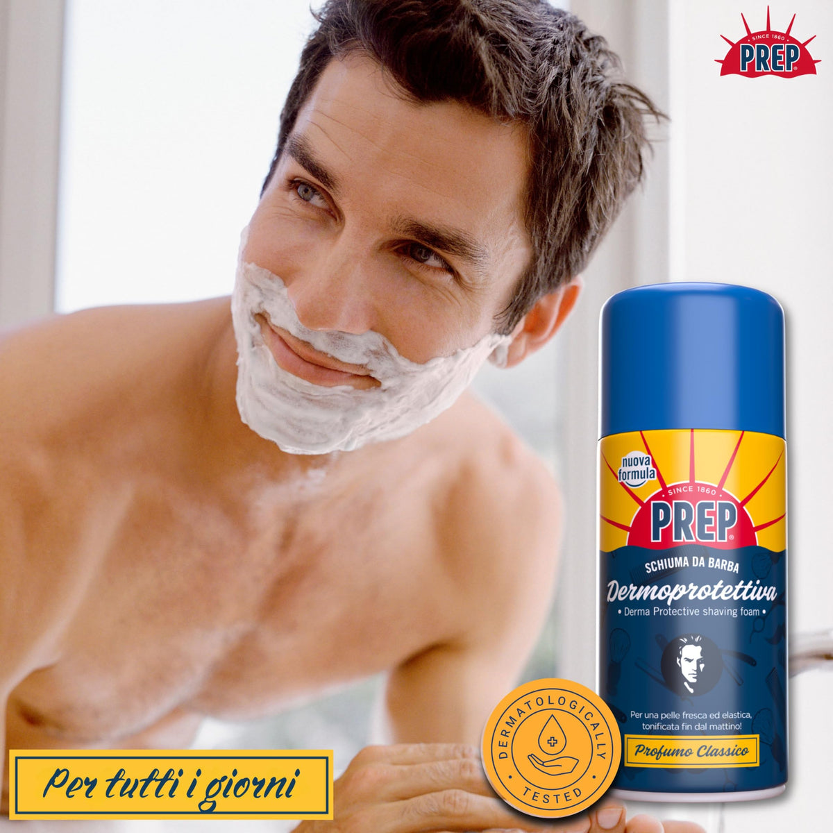 Prep, Schiuma da Barba Dermoprotettiva, Rasatura Facile e Perfetta, Per Tutti i Tipi di Pelle, Profumo Classico, 300ml