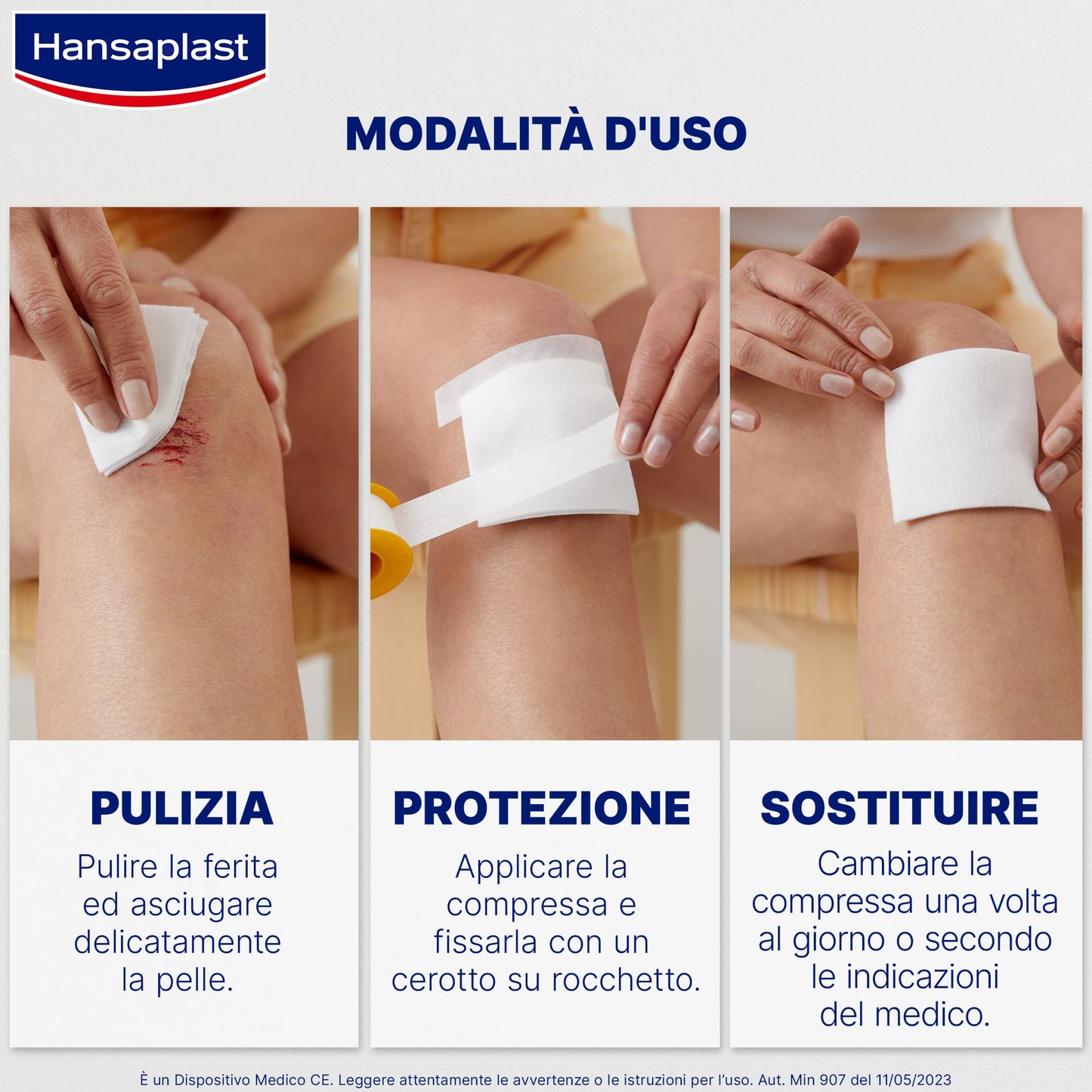 Hansaplast Compressa Soft Sterile 7,5x7,5 cm , Garza Morbida, Compresse Primo soccorso, per detergere e proteggere le ferite, medicazione sterile, 10pz