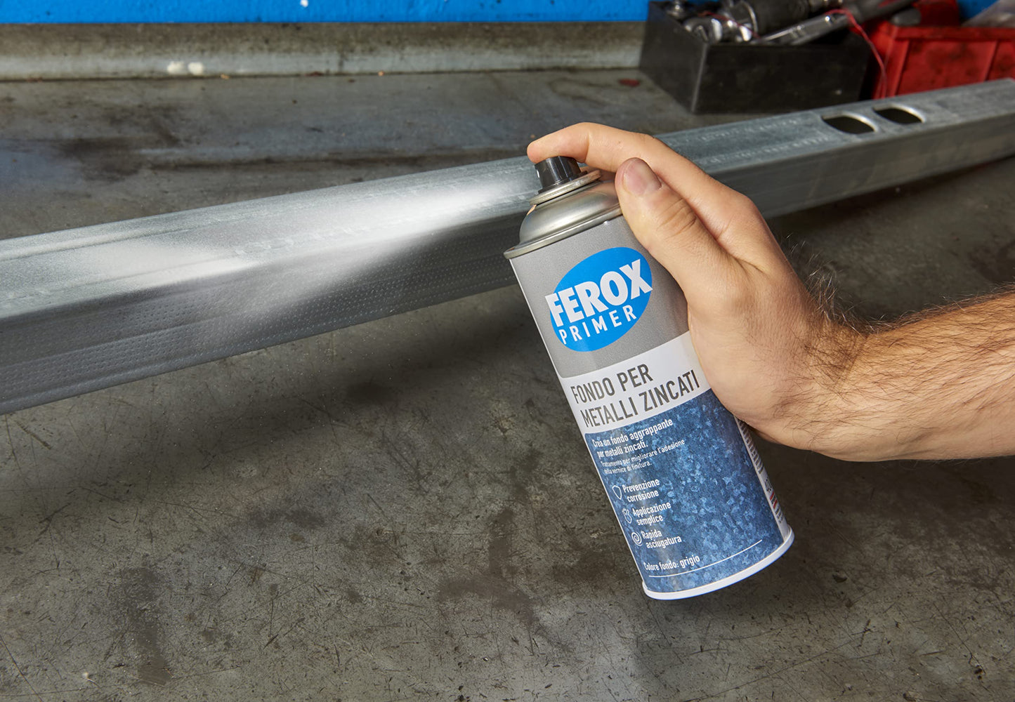 FEROX Fondo per Metalli Zincati 400 ml, aggrappante per verniciatura, colore Grigio, Primer superfici interno/esterno, rapida essicazione, lunga durata