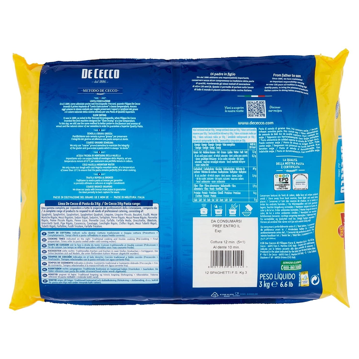 PASTA DE CECCO KG3 N12 SPAGHETTI