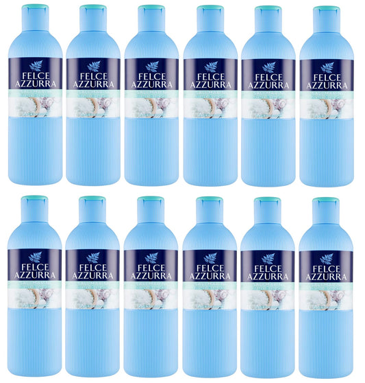 Confezione da 12 Paglieri Felce Azzurra Bagnodoccia Sali Marini, lavaggio corpo sale marino, gel doccia 650 ml