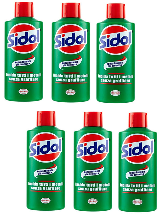 6 x Sidol Lucida Tutti i Metalli Senza Graffiare 150ml