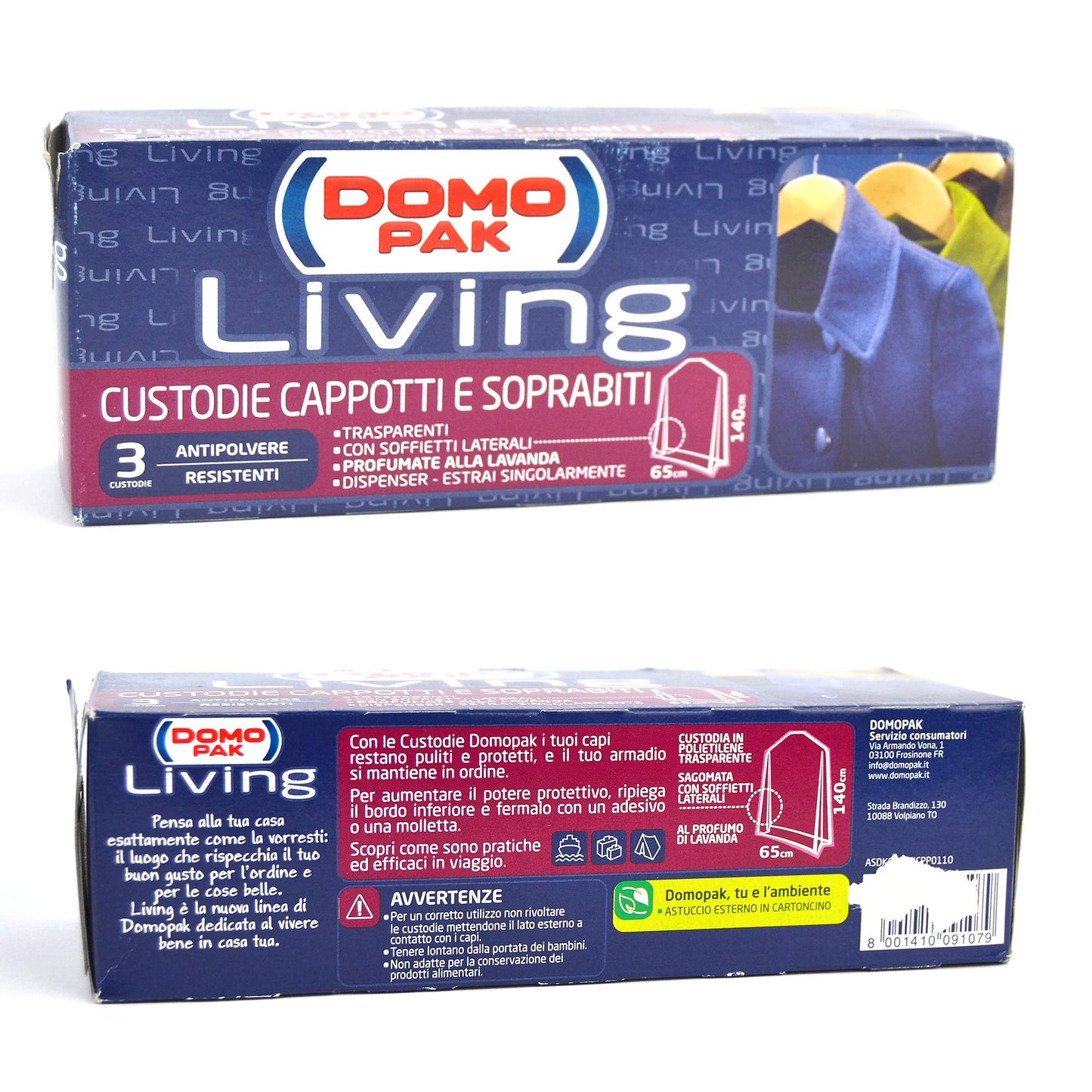 24 x DOMOPAK Custodie Antipolvere Cappotti&Soprabiti 65X140Cm.3Pz