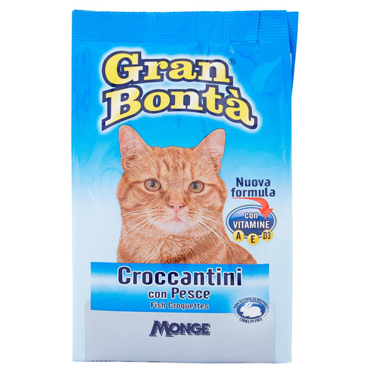 Croccantini Ideali per Gatti Gusto Pesce Monge Linea Gran Bonta' Confezione Da 400 Grammi