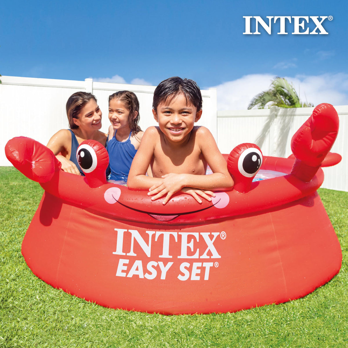 INTEX 26100EH Happy Crab Easy Set - Piscina gonfiabile, 1,8 x 50,8 cm, materiale resistente alle forature, gonfiaggio rapido, capacità 232 galloni, profondità acqua 40,6 cm