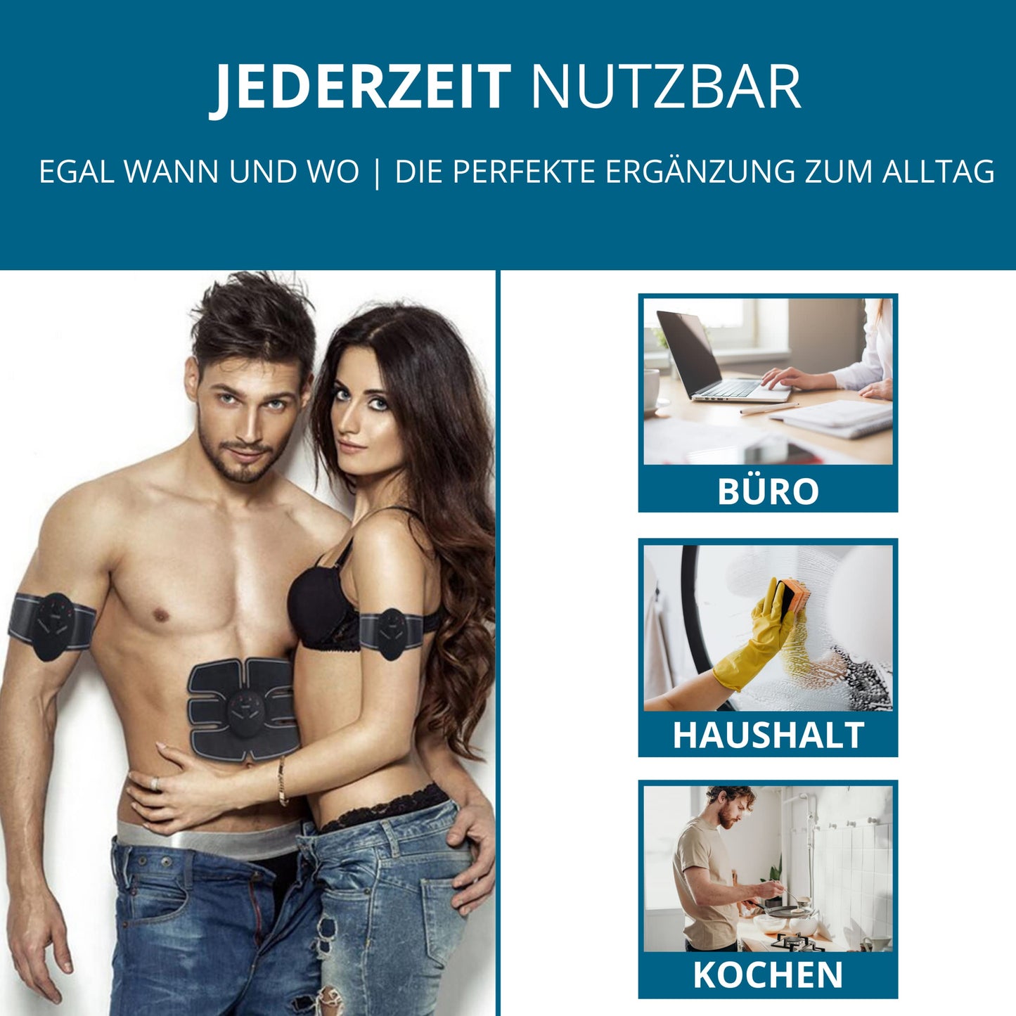 CMS-Braun GmbH, 2 X Smart Fitness Mobile Gym | Stimolatore muscolare EMS | Attrezzo per addominali per la casa | allenamento a casa senza sforzo | Sani muscoli e riduzione del grasso