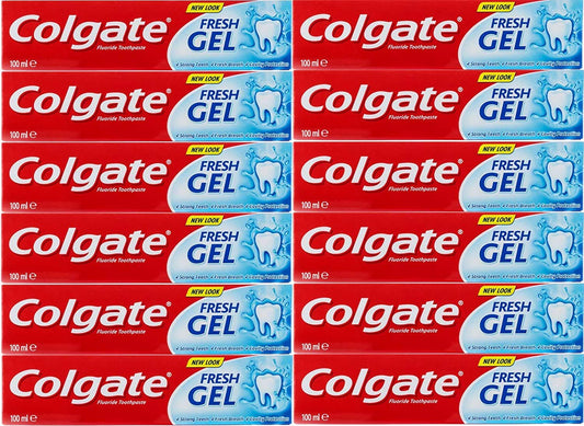 Colgate Fresh Gel Fluoride Toothpaste 100 Milliliter - Pack of 12 Tubes