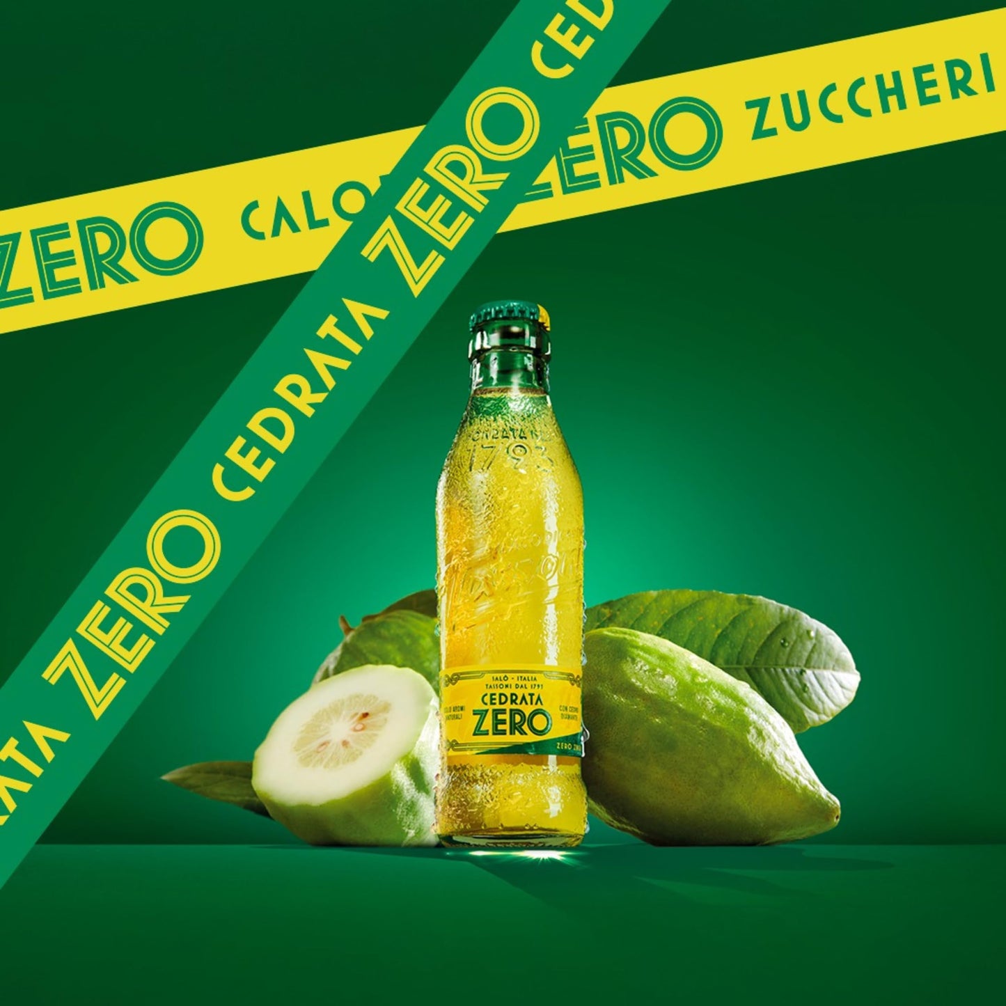 Tassoni Cedrata Zero Zuccheri in Bottiglietta in Vetro 18cl x 25 | Confezione da 25 Bottigliette in Vetro da 180ml