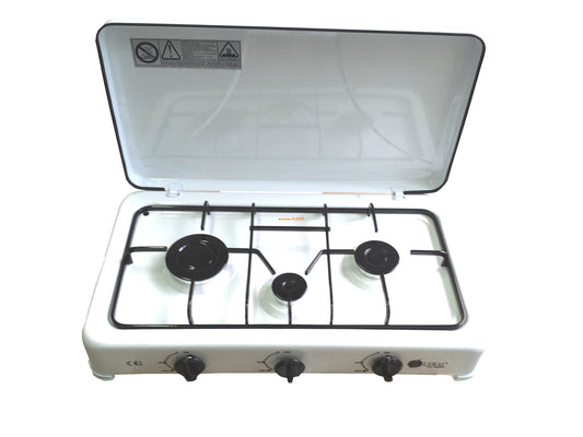 FORNELLO A GAS 3 FUOCHI SMALTATO BIANCO GPL