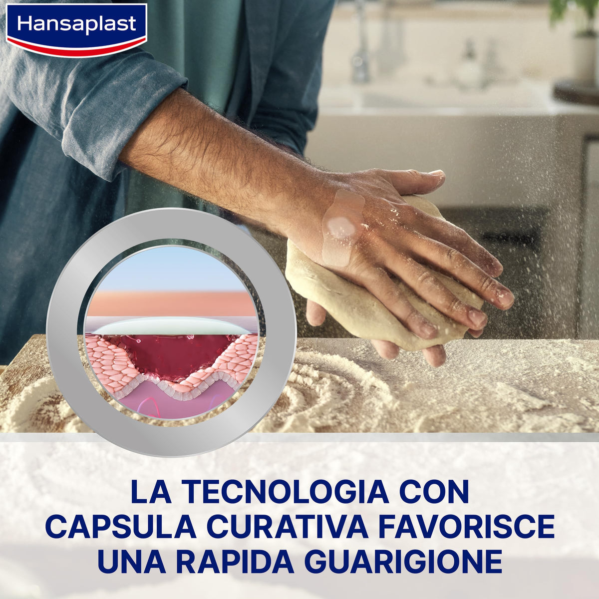 Hansaplast Cerotti Second Skin Protection, Cerotti impermeabili per un'adesione fino a 72 ore, Cerotti cicatrizzanti con capsula curativa, Ultra sottili e 2x più flessibili, 1 confezione da 6 cerotti