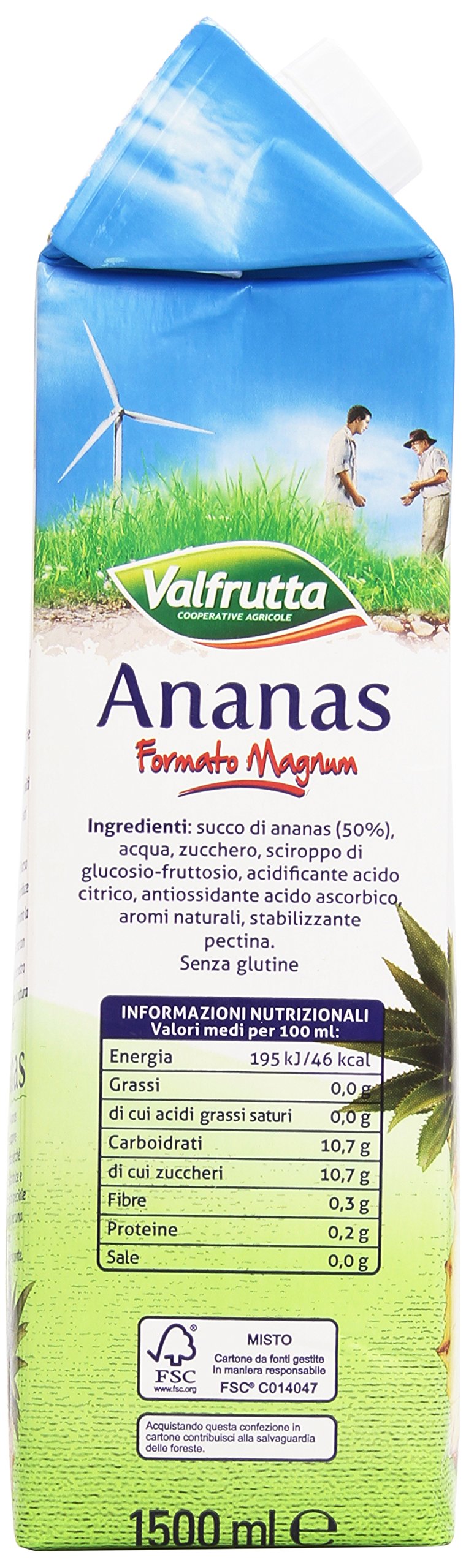 Valfrutta Bevanda Analcolica, Ananas - 6 Confezione da 1500 ml