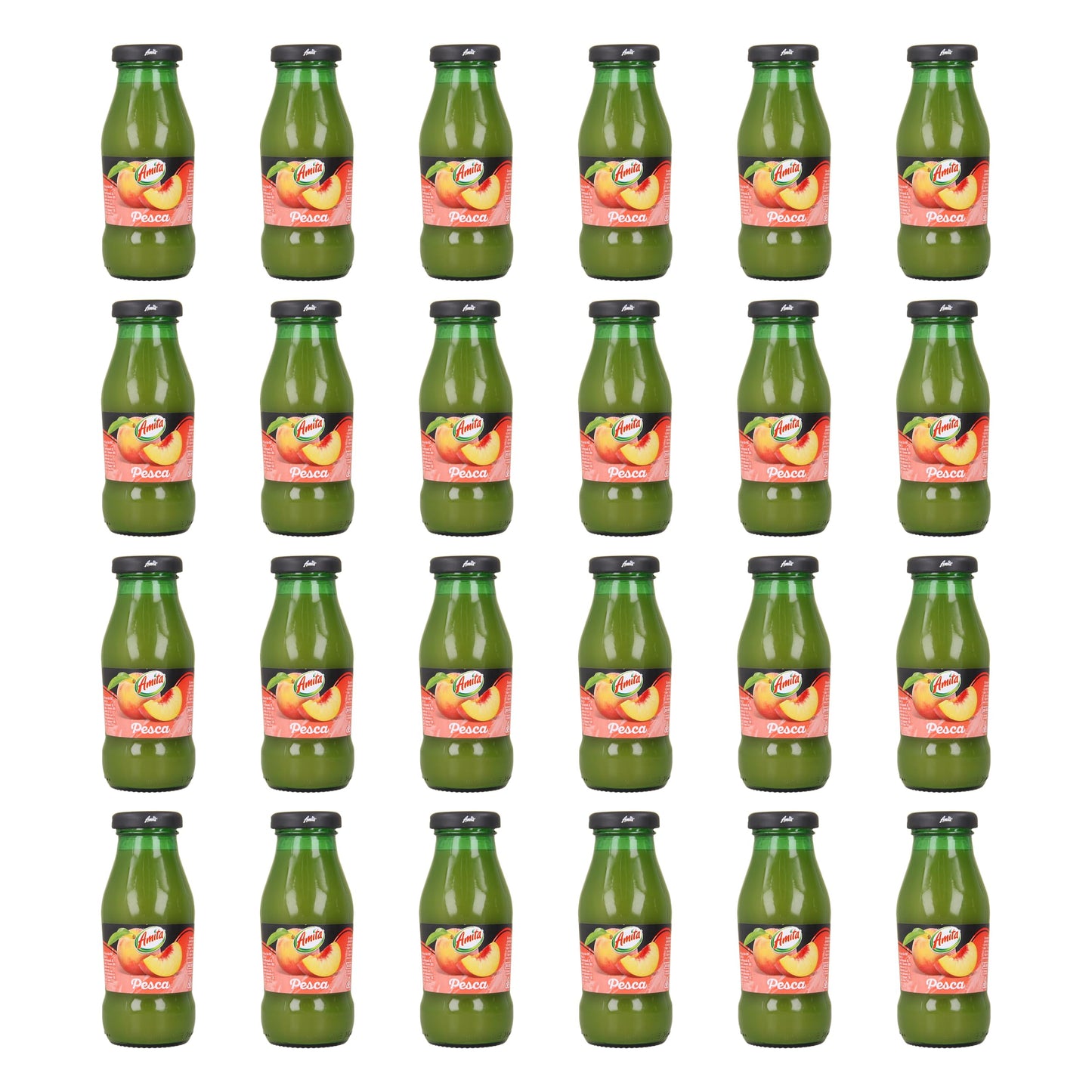 Amita Pesca 20cl x 24 | Succo di Frutta alla Pesca con il 40% di Frutta Minimo | Confezione da 24 Bottiglie in Vetro da 200ml